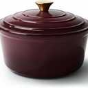 Vintage Style 6 Quart Dutch Oven Pot with Lid, Non Stick Enameled Cast Iron Dutch Oven for Bread Baking, Heavy-Duty, Oven Safe Ceramic Cookware Up to 500F for Baking, Braising, Stews, Roasting, Fig