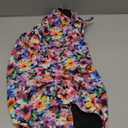 Aleumdr Tummy Control One Piece Bathing Suit for Women V Neck Tie Front Cutout Swimsuit High Cut Slimming Swimwear (Medium, Floral Purple)