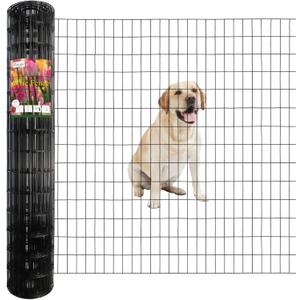 Black PVC Coated Welded Wire Fence 56 Inch x 50 Foot, 2 Inch x 4 Inch 14GA, Garden Border Fencing Roll Vinyl Coating Metal Wire Mesh Hardware Cloth for Yard Vegetable Plant Protection