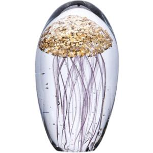 Coloured Glaze Handmade Glass Golden Jellyfish Figurine Blown Glass Paperweights Birthday Gift Table Ornaments Home Decor
