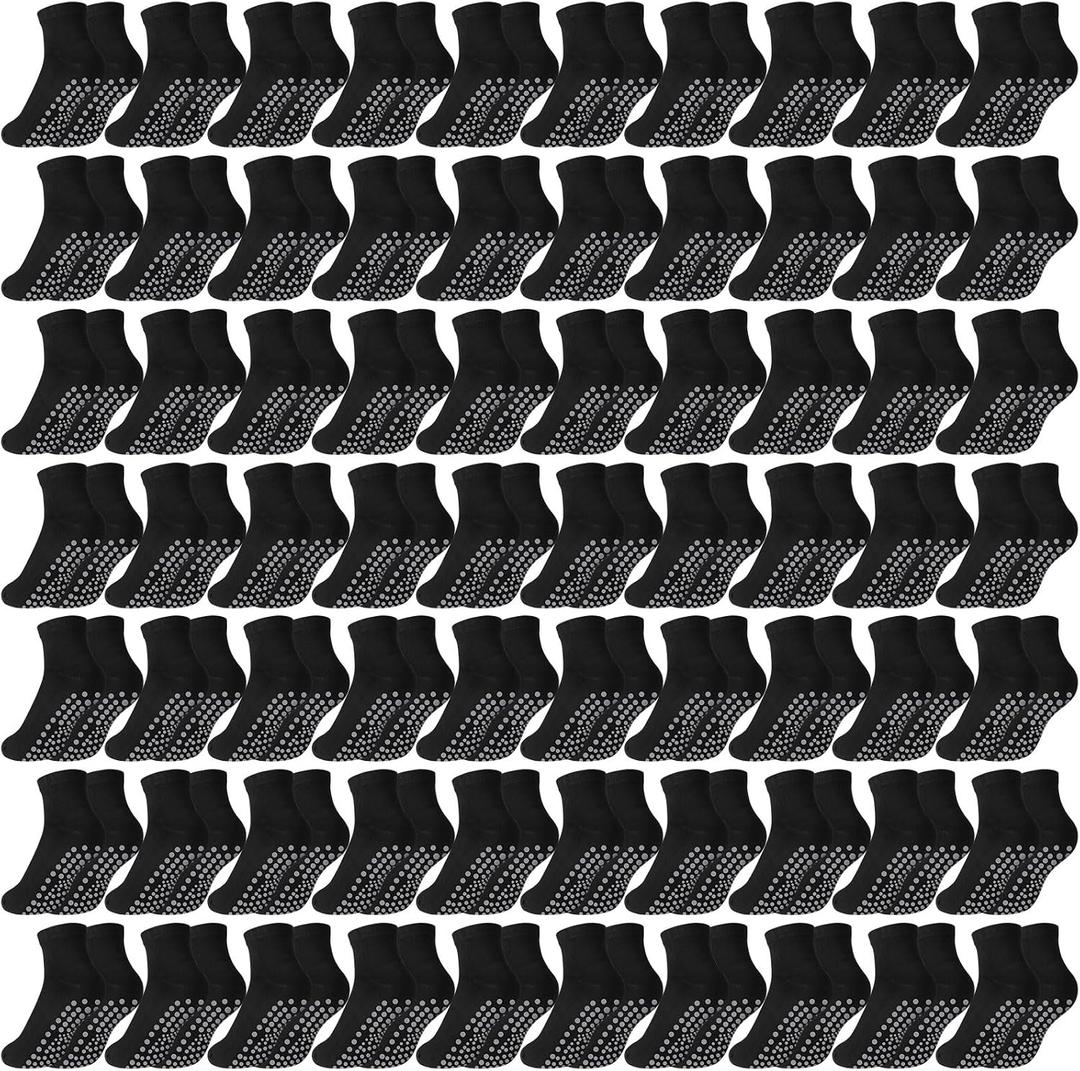 Liitrsh 100 Pairs Non Slip Yoga Socks with Grips Anti Skid Pilates and Barre Socks for Man Woman Pilates Ballet Medium