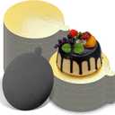 100 Pcs 5 Inch Round Cake Board with Tab Mini Pastry Gold and Black Reversible Waxed Cake Board Mini Cake Bases for Dessert Display Trays Pastry Plates