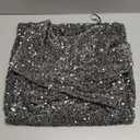 R.Vivimos Women's Sequin Bodycon Dress Fall Winter Velvet Warm Long Sleeve Crew Neck Sexy Backless Glitter Slit Mini Dress, Size Large