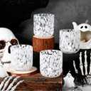 FoldTier 1 Pcs Thanksgiving Fall Icon Glass Cup 14 oz Icon Glass Cups Stemless Double Old Fashioned Blown Cocktail for Women Friends Lovely Halloween Gifts(Ghost)