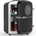 Electactic Mini Fridge for Bedroom, 4L/6 Cans Small Cosmetic Fridge for Skincare, Makeup & Drink, With Observation Window, Portable Desk Fridge Cooler and Warmer for Kids, Car, Office, Dorm, Black