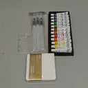 Mini Watercolor Paint Set Portable, Travel Grid Paint Palette Box with Binder Clips Include Paint, Brush*3 and Picture Album Art Materials Coloring Markers for Travel, Creative Drawing Kit for Beginners and Art Enthusiasts(Clear Acrylic-S)