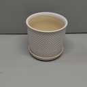 5.8 Inch Plant Pot: Ceramic Planter with Drainage Hole & Saucer for Indoor Outdoor Plants - Flowerpot with Bonded Tray for Home Office - Beaded Embossed Style, Cream White