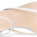 Usikall Womens Low Kitten Heel Square Toe Sandals Ankle Strap Buckle Casual Basic Classic 1.4 Inches Heels (9, White)