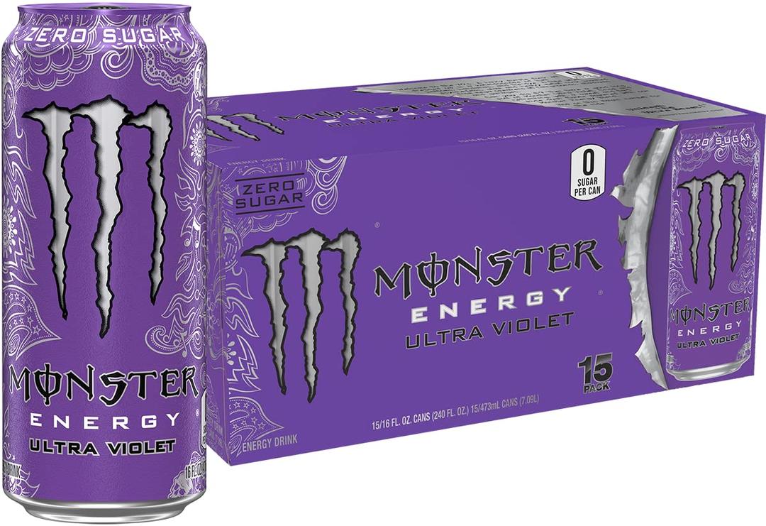 Monster Energy Ultra Violet, Sugar Free Energy Drink, 16 Ounce | Pack of 15 (EXP 08/03/26)