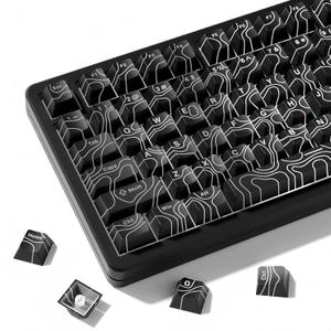 dagaladoo Double Shot PBT keycaps 118 Keys Set Black Topographic Shine Through Custom keycaps Cherry Profile Custom Keyboard Key caps for 60/65/75/TKL/96/100% US Layout Mechanical Keyboard