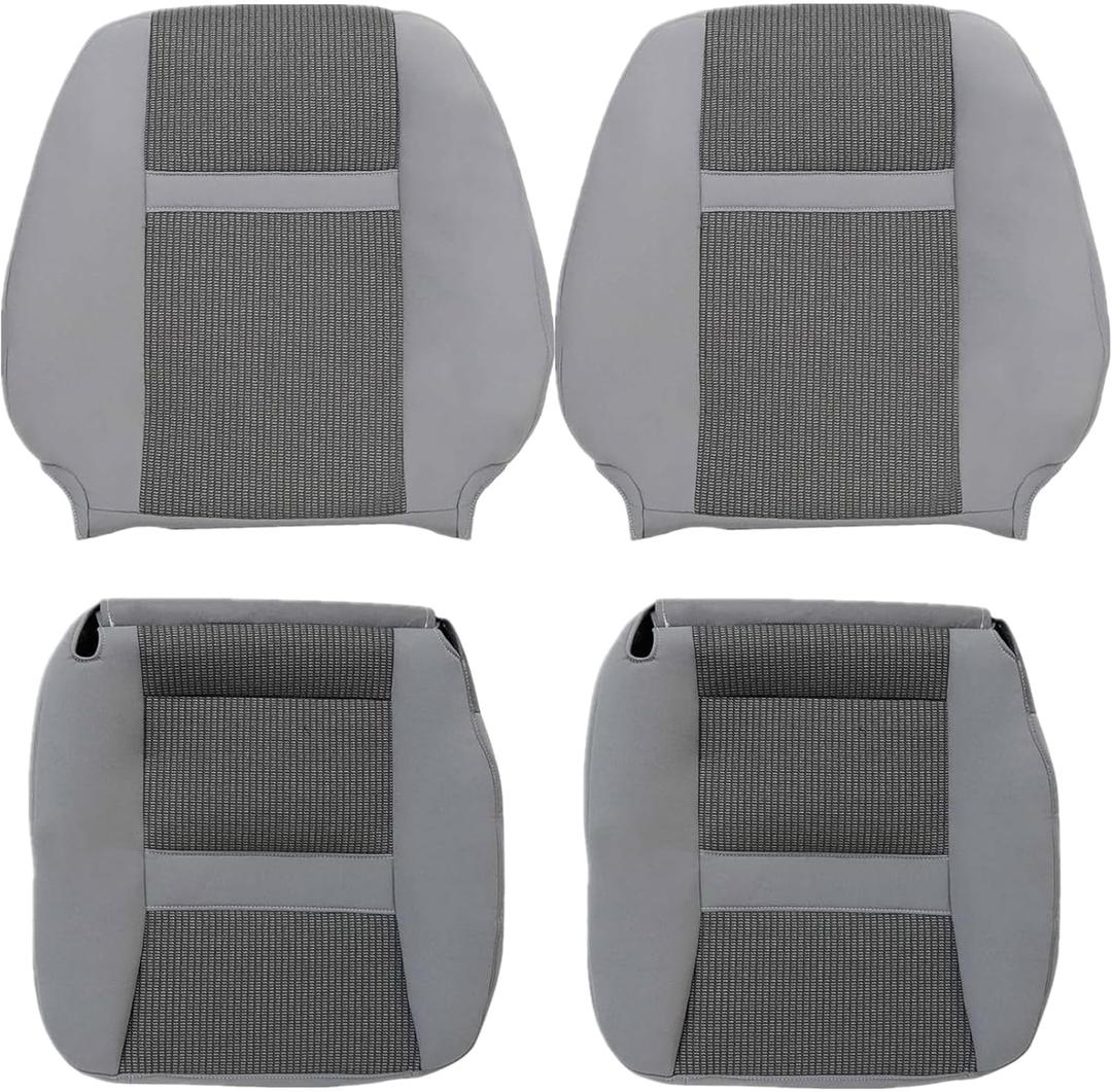 Priprilod Gray Front Driver & Passenger Side Bottom & Top Lean Back Replacement Cloth Seat Cover Compatible with Dodge Ram 2500 3500 4500 5500 2006 2007 2008 2009 2010