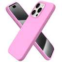 ORNARTO Compatible with iPhone 15 Pro Case 6.1", Liquid Silicone 3 Layers Full Covered Soft Gel Rubber Cover, Shockproof Protective Slim Phone Case with Anti-Scratch Microfiber Lining-Cherry Blossom