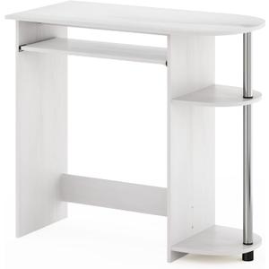 Furinno Simplistic Easy Assembly Computer Desk, with Keyboard Tray, White Oak/Stainless Steel