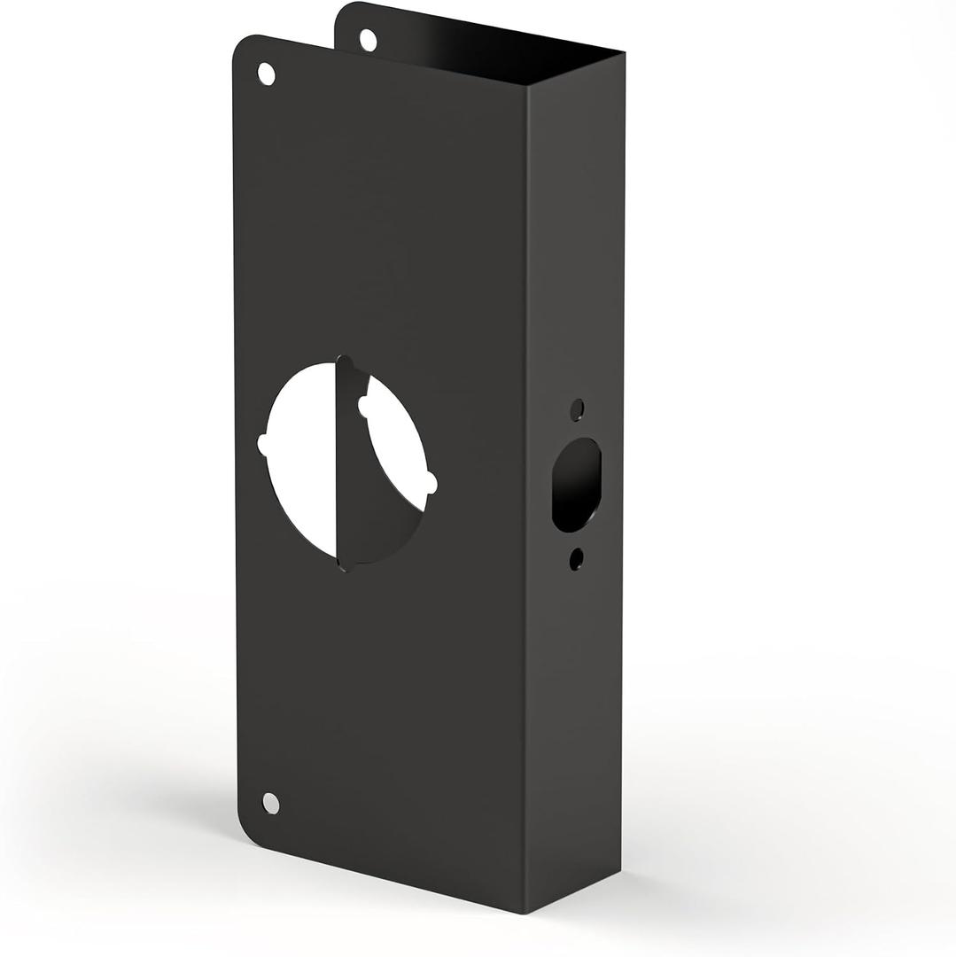 Door Knob Reinforcement Plate, Matte Black, Fits 1-3/4" Doors, 2-3/8" Backset, Door Lock and Door Knob Cover Plate, Deadbolt Cover Plate, Reinforce and Repair Wood or Metal Doors
