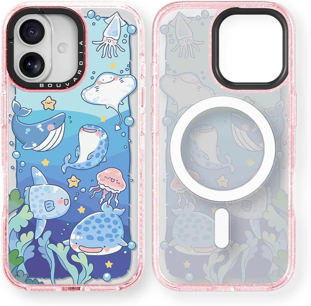 Bouvardia for iPhone 17 Case, Compatible with Magsafe, Cute Girly Design for Women, Shockproof & Aesthetic, Ocean World