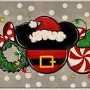 Christmas Gray Decorative Front Door Mat, Xmas Peppermint Candy Wreath Polka Dot Doormat Indoor Outdoor Non-Slip Floor Entryway Rug, Winter Holiday Home Kitchen Decoration 17x29 Inch (Grey)