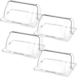 Ziliny Clear Chafing Dish Cover Half Size Roll Top Bakery Pan Display 1/2 Plastic Chafing Dessert Cake Food Display Cover for Cupcake Exhibition( 4 Pcs)