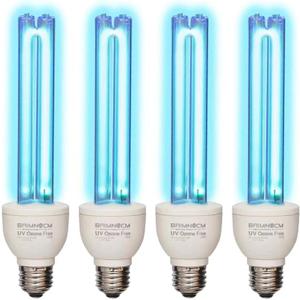 BAIMNOCM UV Light Bulb Ozone Free, UVC Lamp 25 Watt, 254nm Weavelength UV-C lamp E26 Base 4 Count