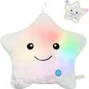 KAHEAUM LED Night Light Up Star Pillow for Kids Pillows Stuffed Animals for Girls Boys Children Teens Adults Plushie Birthday Christmas Holiday Valentines Doll Gifts,Glow in The Dark Toys Plush White