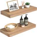 INHABIT UNION Oak Floating Shelves Wood for Wall 15.7in Wall Mounted Display Ledge Shelves Perfect for Bedroom, Bathroom, Living Room and Kitchen Decoration Storage (Set of 2)