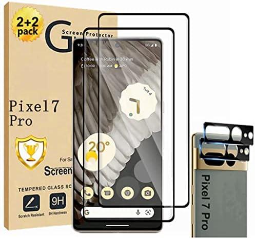 6 Pack for Google Pixel 7 Pro Screen Protector, Tempered Glass Screen Protector【2+2 Pack】 Camera Lens Protector, 9H Hardness Tempered Glass Screen Protector for Google Pixel 7 Pro 5g set of 3