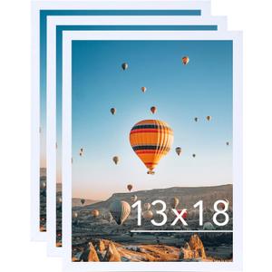 JCJMY 13x18 Picture Frame Set of 3 White for Wall Hanging, Wall Mounting Horizontally or Vertically, 13 x 18 Wall Gallery Poster Photo Frame with Shatter Resistant Plexiglass, 3 Pack, White