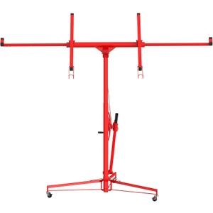 16 ft Drywall Lift, Sheetrock Lift Drywall Lift, 150 LBS Capacity Drywall Lift Panel Hoist with 360 Adjustable Telescopic Arm & 3 Lockable Wheels, Red