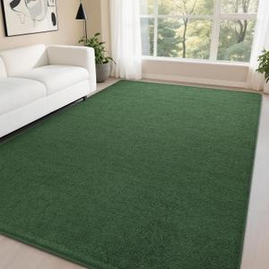 DweIke Modern Area Rugs for Living Room Bedroom, 4x6 Dark Green Thickened Memory-Foam Throw Carpet, Super Soft Kids Boys Girls Rug, Non-Slip and Washable Carpets for Dorm Nursery Classroom Decor