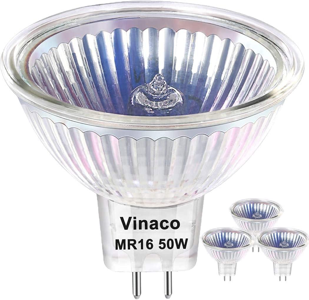 Vinaco MR16 Halogen Bulb 50W, 3PCS High Output GU5.3 Halogen Bulb Dimmable 12V, MR16 GU5.3 Light with Long Lifetime 2800K Warm White, 38 Degree Beam Angle for Landscape, Track Lights