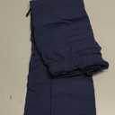 EZPERY Womens Linen Pants Elastic High Waisted Wide Leg Drawstring Casual Loose Cropped Pants with Pockets Navy Size XL