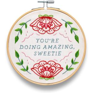 FUNATIC You're Doing Amazing Sweetie Cute Embroidery Kit for Adults | Premium All In One Set, Cool and Unique Designs, Hilarious Home Decor, Fun Needlepoint Gift for Women