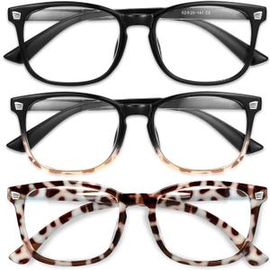 Gaoye Stylish Blue Light Glasses for Woman - Computer Glasses for Blue Light Blocking - Lightweight Frames - 3 pack (A5-matte Black+leopard+black Tortoise)