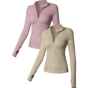 OQQ Womens 2 Piece Long Sleeve Tops Stand Neck Front Zipped Stretch Fitted Underscrubs Tee Shirts Tops (XL)