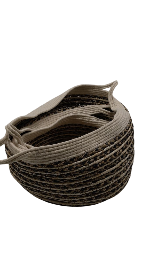 3 Pack Woven Storage Baskets, Round Rope Baskets with Handles, Dog Toy Storage, Mini Laundry Baskets for Organizing, Mini Toy Basket for Gifts Empty, Different Sizes
