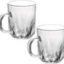 Sizikato 2pcs Clear Glass Drinking Cup with Handle, 8 Oz Teacup Coffee Cup