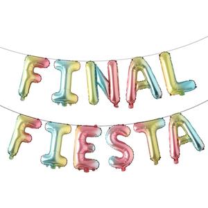 16 inch Final Fiesta Cursive Foil Balloons Banner Balloons Fiesta Theme Bridal Shower,Baby Shower,Wedding,Birthday,Bachelorette Party Hen Party Decorations Set (Final Fiesta Rainbow)