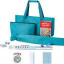 GUSTARIA American Mahjong Game Set, 166 Blue Tiles, Blue Bag and Accessories, 4 All-in-One Transparent Rack/Pushers, Mahjong Tile Set