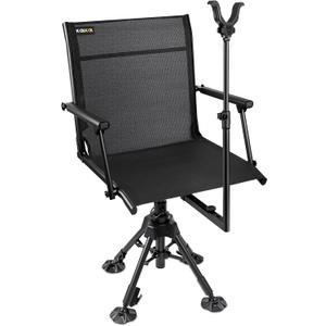 Kalkal Hunting Chair with Shooting Rest, 360 Degree Silent Swivel Hunting Blind Chair, 4 Legs Adjustable Height Hunting Seats with Armrest