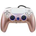NBCP Wired PS5 Controller, Turbo, Hall-Effect Triggers, Dual Vibration, 6-Axis Gyro, 10ft Cable Gamepad Compatible with PS5/PS4/PC/Steam  Rose Gold Color