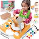 Kids Pottery Wheel Kit - Mini Pottery DIY Kit & Tools for Beginners with Clay and Sculpting Tools, Complete Painting Kit Supplies Arts and Crafts Toys Gifts for Kids 4-6 6-8 8-12 Year Old Boys Girls (Yellow-Dog)