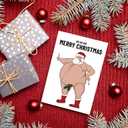 4 x Funny Fat Santa Christmas Card for Him Her, Hilarious Merry Christmas Card&Gift for Family Friend, Humorous Bad Santa Xmas Cards for Women Men (#1)
