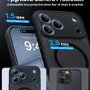 3 x Magnetic Shockproof for iPhone 17 Pro Case,[Camera Protection][Compatible with Magsafe][Non-Slip][Mil-Grade Protection] Slim Anti-Yellowing Translucent Matte Phone Case for iPhone 17 Pro,Black