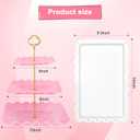 5 Pcs Dessert Display Stands, 2pcs Dessert Stands 3 Pcs Tray, Pink Dessert Display Stands, Treat Table Displays Set for Wedding Baby Shower Tea Party, Ease of Cleaning and Assembly