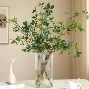 4Pcs Artificial Greens Branches for Vase, 27" Faux Twigs Tree Stems, Fake Plants Tree Branches for Home Decor, Fake Ficus Twigs for Office Wedding Shop Vase Fillers Banquet Decoration