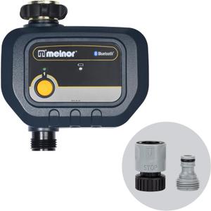 Melnor 65182AMZ Bluetooth Hose Timer, 1-Zone Programmable Watering Timer, Quick Connect Bundle, Black, Yellow