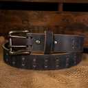Mens Classic Leather Belt, Double Prong Retro Style, Antique Nickel Buckle, 1  Width, Amish handmade in the USA (Black)