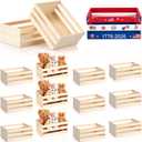Cinnvoice 12 Pcs 9.5'' 250th Anniversary Small Wooden Crate for Storage 4th of July Unfinished Wood Crate Bulk Rustic Decorative Display Box Natural Bin Closet Organized for Kitchen Office Home