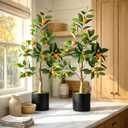 Suncalla 2 Pack Artificial Orange Potted Plants 31.5 Inches Fake Orange Tree Simulation Realistic Fruit Plant with Pot Faux Tree Indoor Decoration for Home Office Living Room Table Desk
