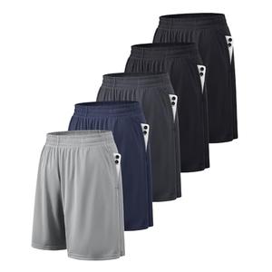 BALENNZ Athletic Shorts for Men with Pockets and Elastic Waistband Quick Dry Activewear (Large, 5 Pack Black, Black, Navy, Dark Grey, Light)