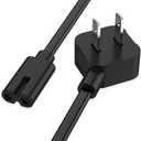 AGVEE 10ft TV Power Cord for LG TV LCD LED HD 4K 8K, 90 Degree ETL Listed 18AWG 2-Prong AC Power Cable IEC C7 C8 Replacement for LG TV, Black